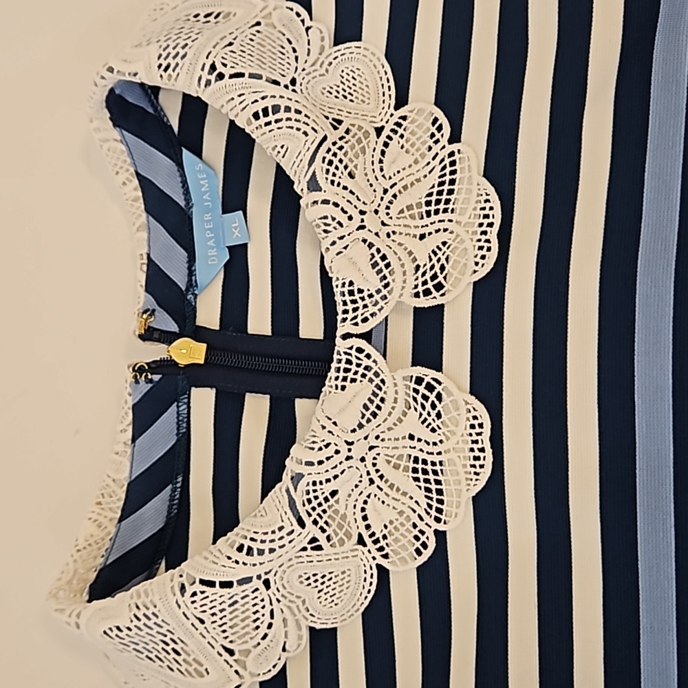 Draper James Lace Collar Persley Ponte Knit Striped Dress Size XL - Picture 7 of 7